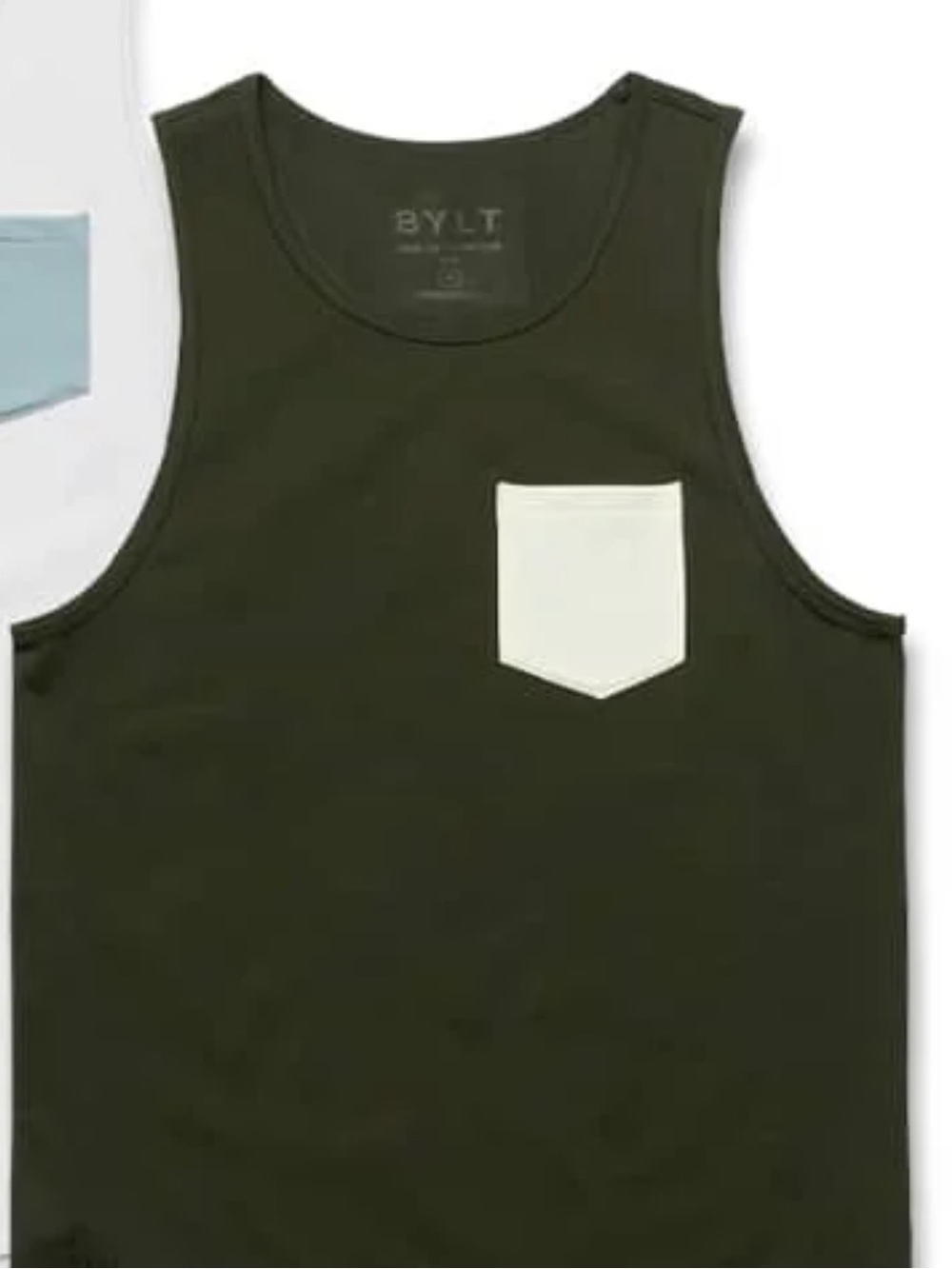 BYLT LUX Drop-Cut Pocket Tank Army Green Small